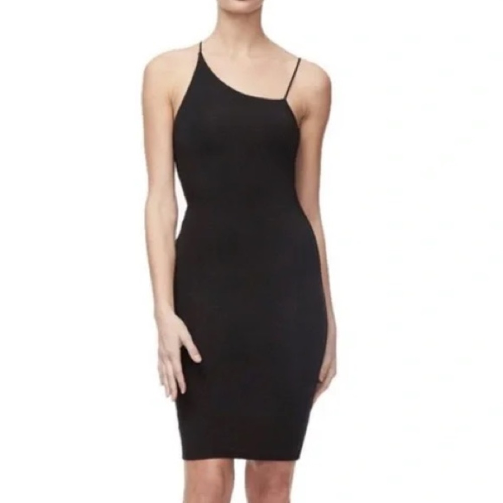 Good American - Black 90’s Asymmetrical Bodycon Fitted Dress